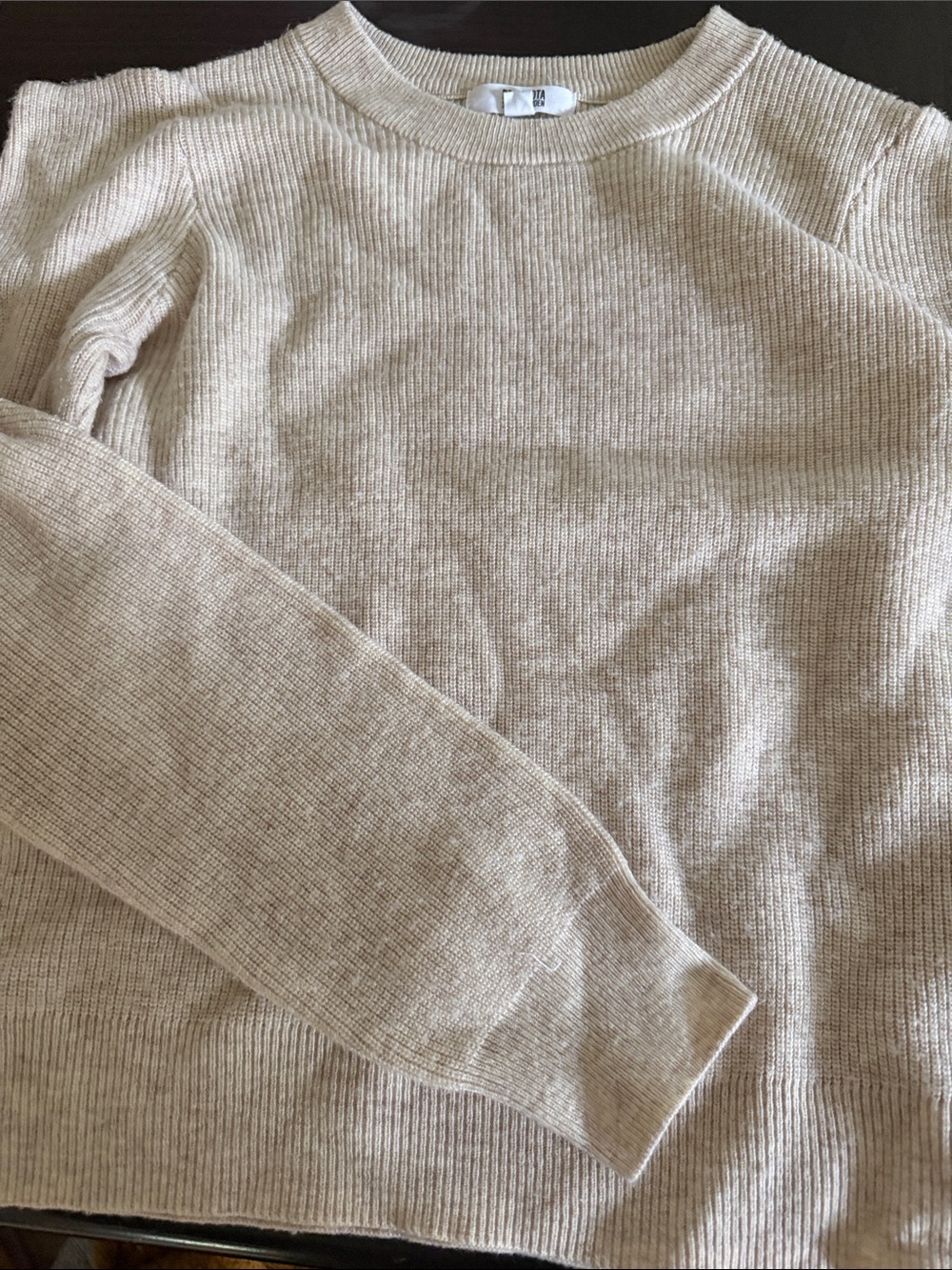 BB Dakota Cream Ribbed Crewneck Sweater